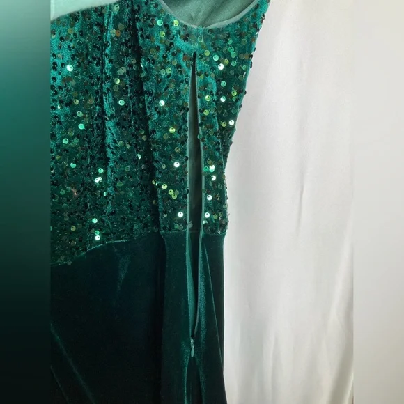 NWOT St Patrick Day Dress Tells Emerald Green High Low Sequin Velvet Dress 2XL - Picture 5 of 6